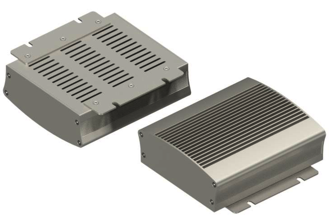 Fischer Elektronik EMB heat dissipating aluminium wall-mounting enclosure with heat-sink fins on the top profile