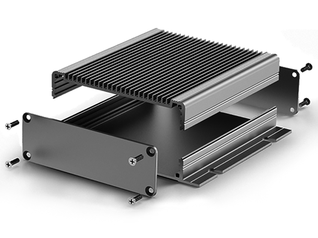 Aluprofile box for indoor wall-mounted systems, for 100 mm eurocards