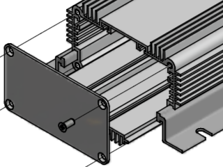 Hammond 1455KHD heat dissipating case with heat sink fins on all the sides of the profile and T-form grooves for nuts