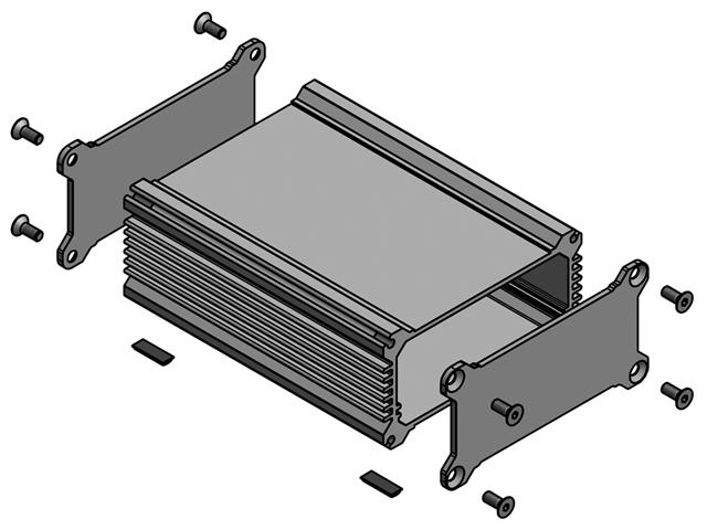universal box with heat sink fins on the short sides of the profile