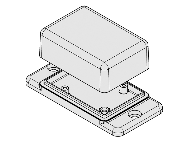 simple electronic casing with flanges for small wall-mount devices